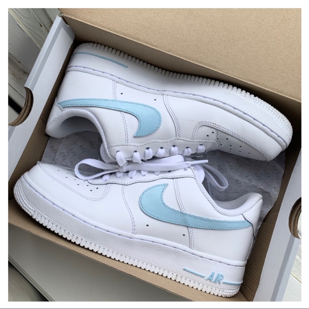Custom Nike Air Force 1 Shoes (Baby Blue)
